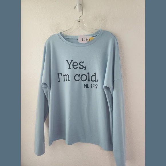 Long Sleeve Lilicloth Sweatshirt Lilicloth Tops Lilicloth Blue